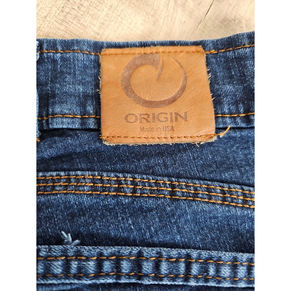 Origin USA Mens Dark Wash Blue Denim Jeans Made in USA Stretch Tapered 32x32 - Picture 6 of 8
